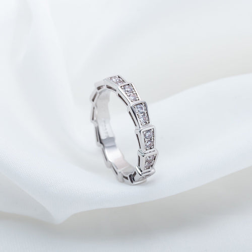 Bvlgari SERPENTI RING SILVER DIAMOND PAVED 3MM
