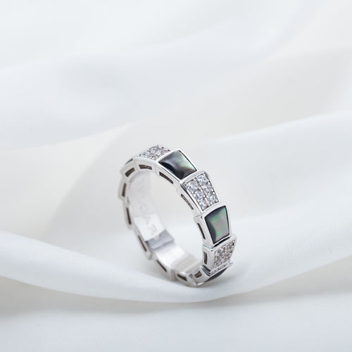 Bvlgari SERPENTI RING SILVER DIAMOND BLACK MOP 4MM