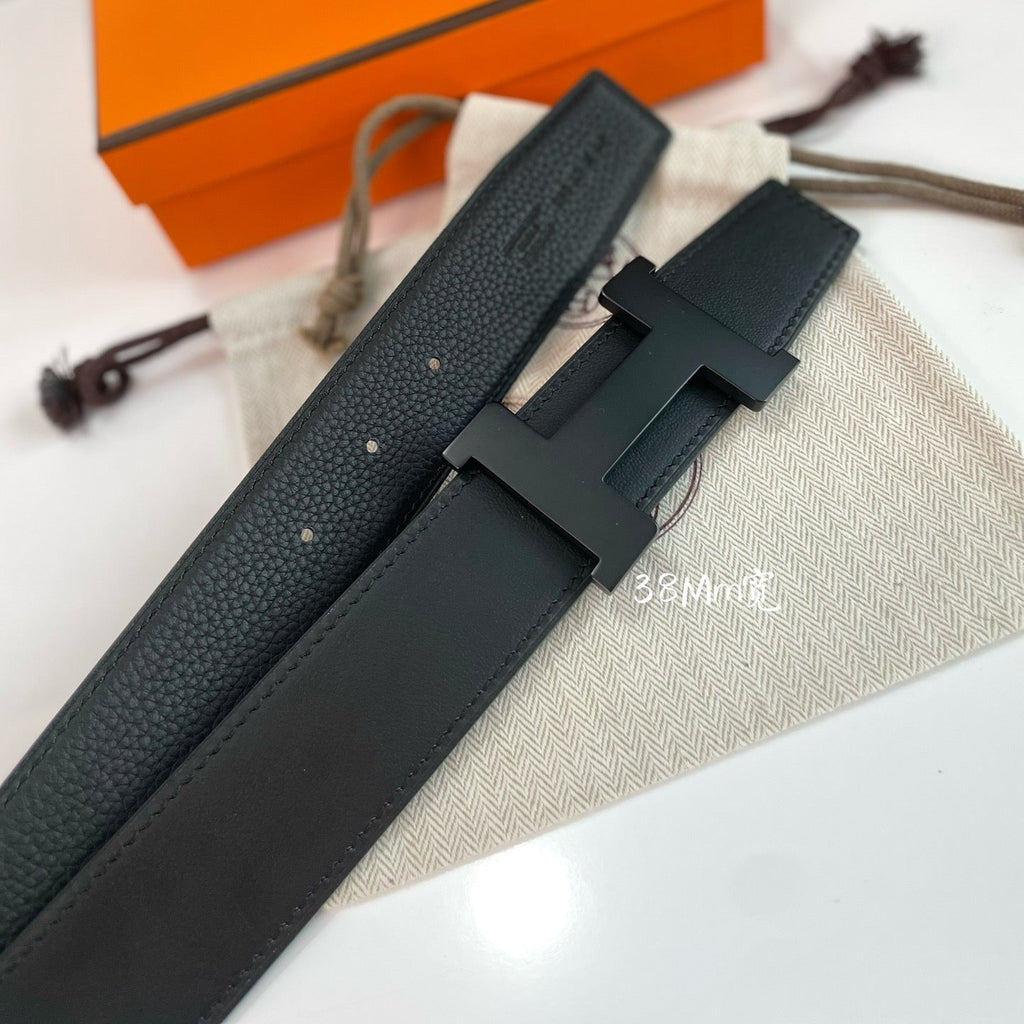 HERMES CONSTANCE BELT BUCKLE & REVERSIBLE BLACK LEATHER STRAP 38MM