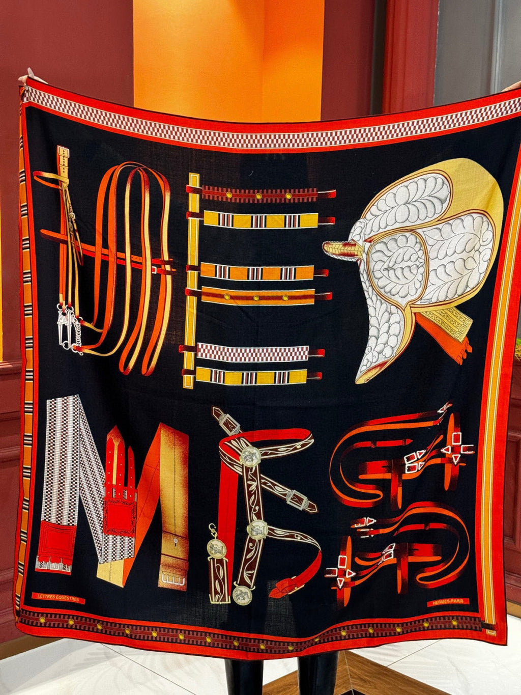 HERMES HERMES 25S SCARF 140 IN SILK CASERE 989480