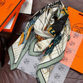HERMES HERMES 25S SCARF 140 IN SILK CASERE 989484