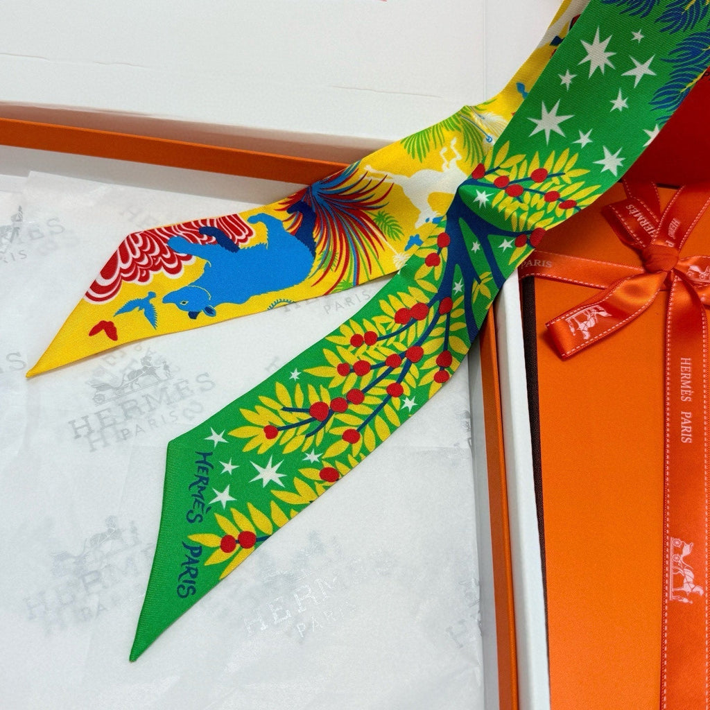 HERMES HERMES 25S SILK NECKERCHIEF 86 IN SILK 714355