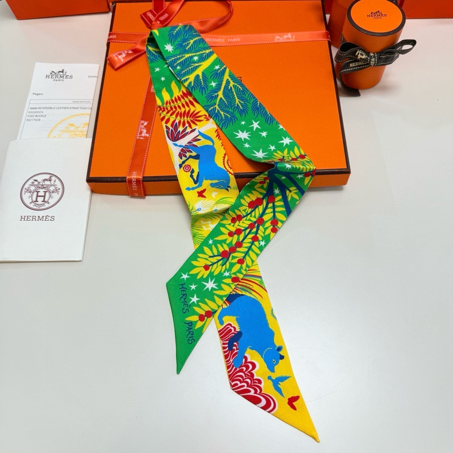HERMES HERMES 25S SILK NECKERCHIEF 86 IN SILK 714355