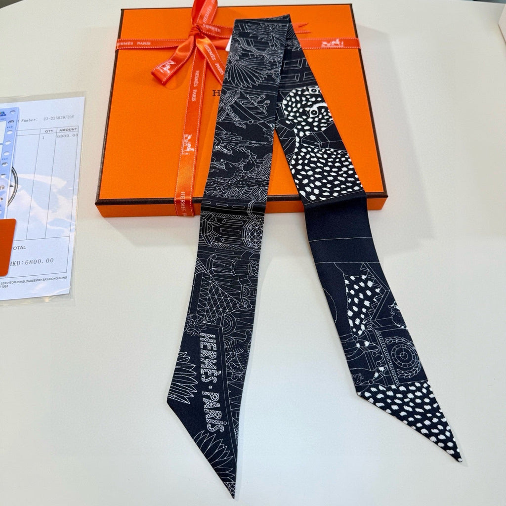 HERMES HERMES 25S NECKERCHIEF 86 IN SILK 989357