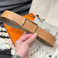 HERMES TUBE H BELT GOLD BUCKLE & REVERSIBLE HONEY ORANGE LEATHER STRAP 38MM