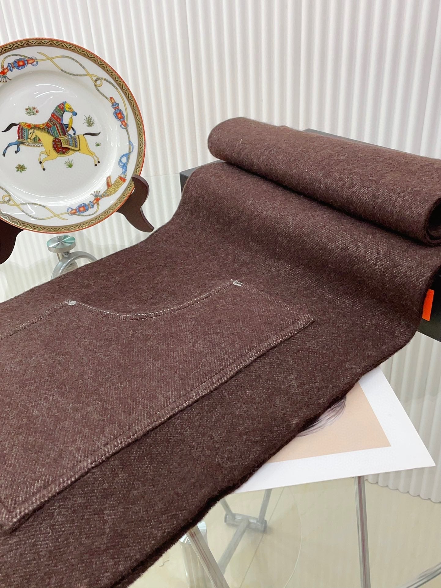 HERMES CARGO MUFFLER 190 CM IN CHESTNUT BROWN CASERE 375382