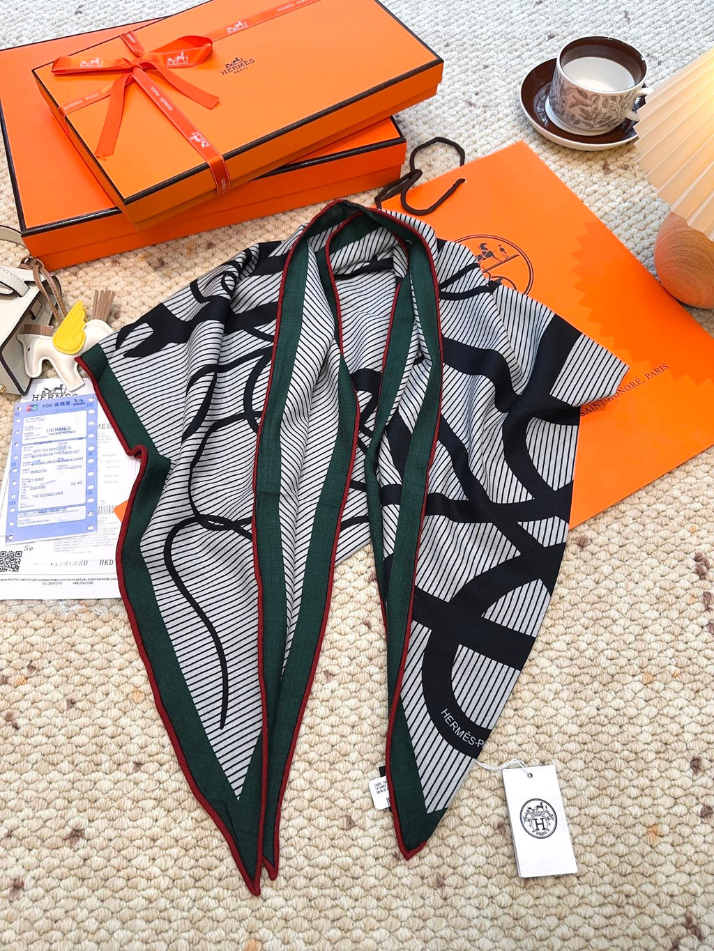 HERMES HERMES 25S SCARF 140 IN CASERE SILK 854530