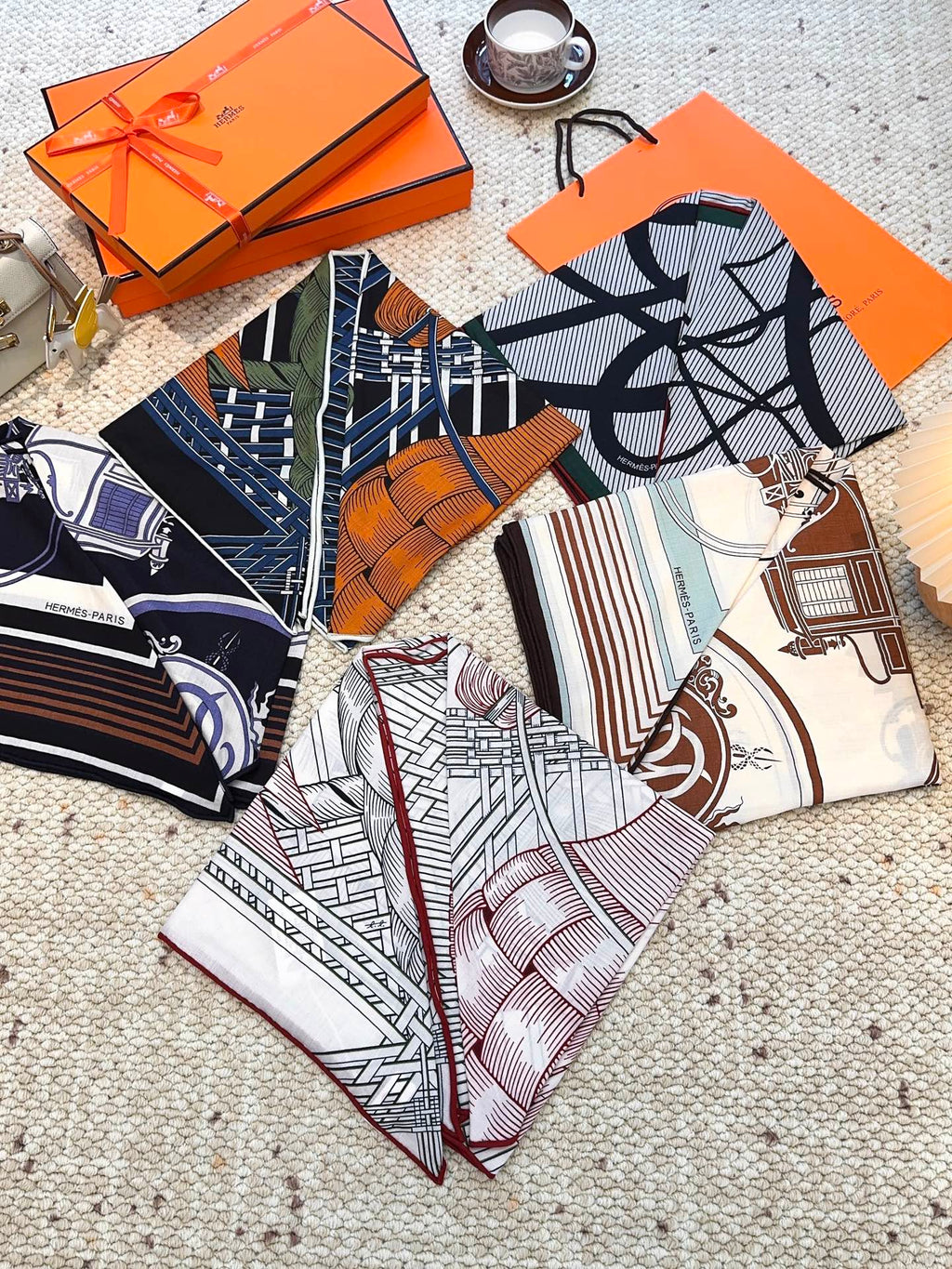 HERMES HERMES 25S SCARF 140 IN CASERE SILK 854530