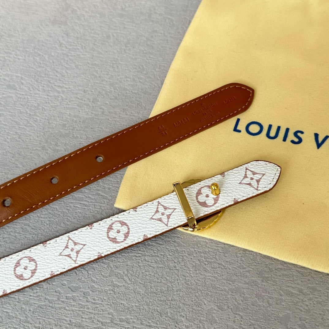 LOUIS VUITTON LV S-LOCK BELT 20 MM IN BRONZE BROWN CALFSKIN AND CIRCLE GOLD HARDWARE