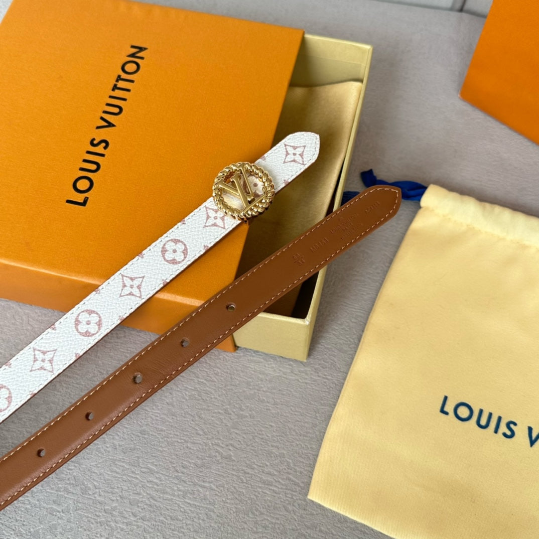 LOUIS VUITTON LV S-LOCK BELT 20 MM IN BRONZE BROWN CALFSKIN AND CIRCLE GOLD HARDWARE