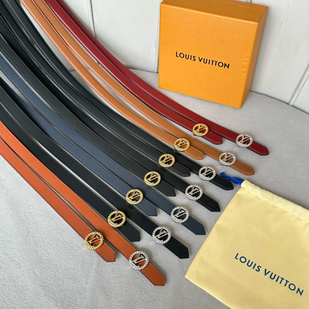 LOUIS VUITTON LV S-LOCK BELT 20 MM IN NAVY BLUE CALFSKIN AND CIRCLE SILVER HARDWARE
