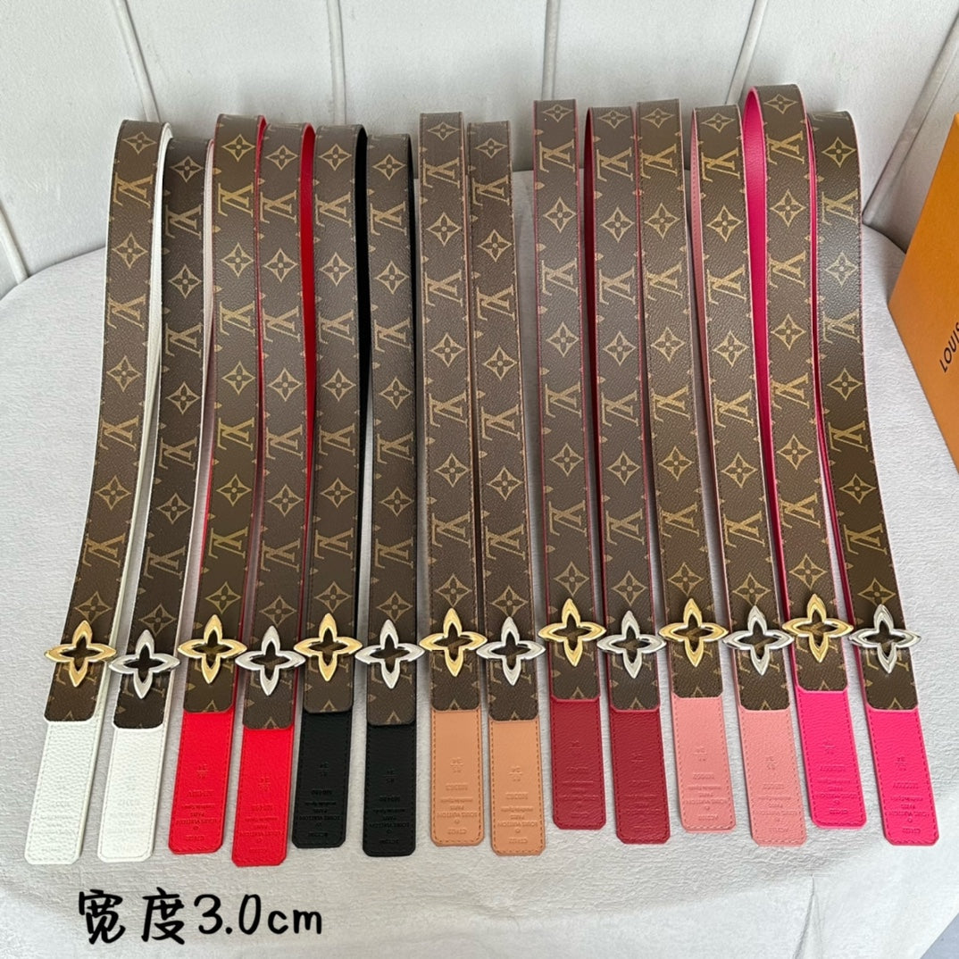 LOUIS VUITTON LV MINI FLOWERGRAM 30MM REVERSIBLE BELT IN BLACK CALFSKIN SILVER HARDWARE