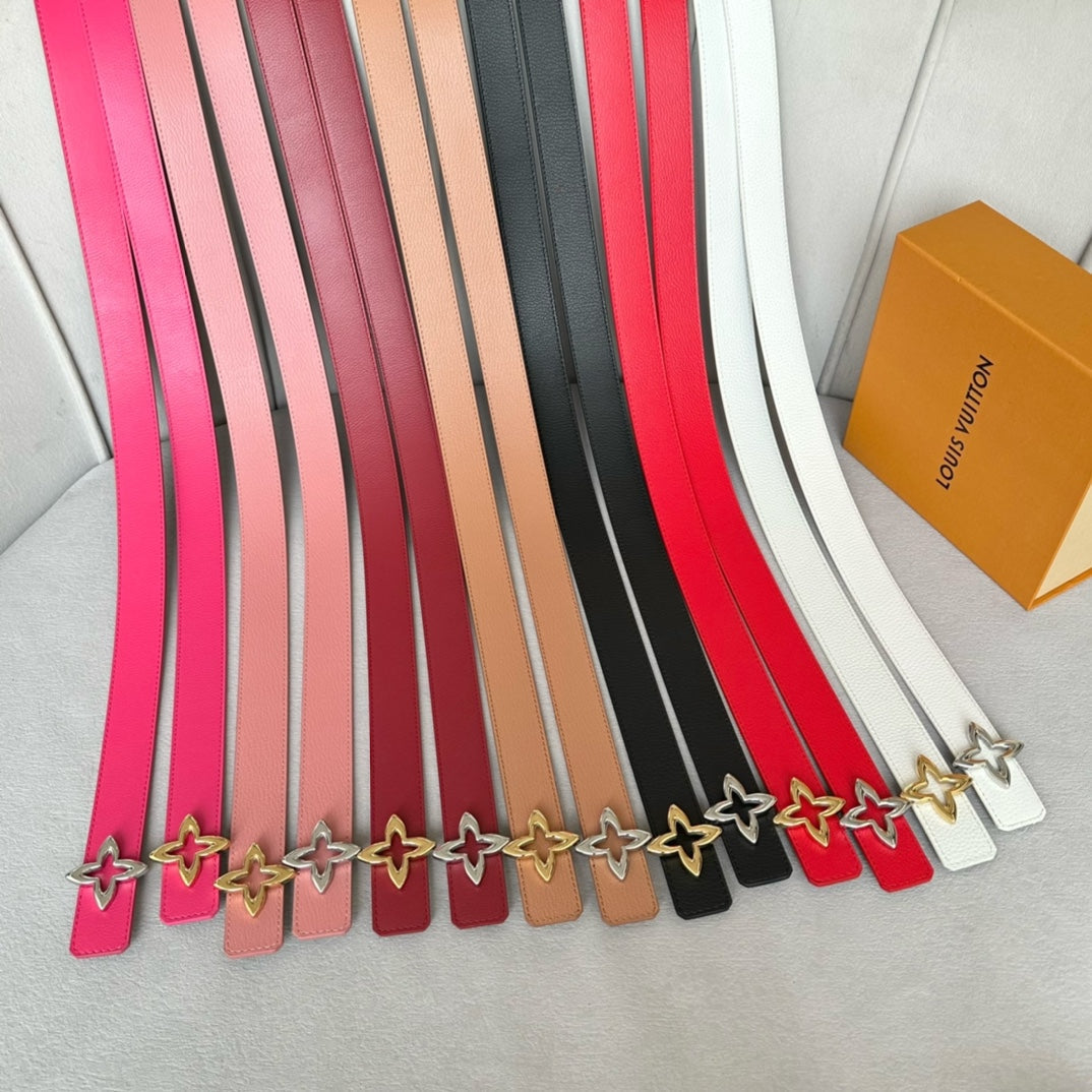 LOUIS VUITTON LV Flowergram 30mm Reversible Belt Gold Buckle Pink Brown Leather