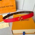 LOUIS VUITTON LV MINI FLOWERGRAM 30MM REVERSIBLE BELT IN CHERRY RED CALFSKIN GOLD HARDWARE