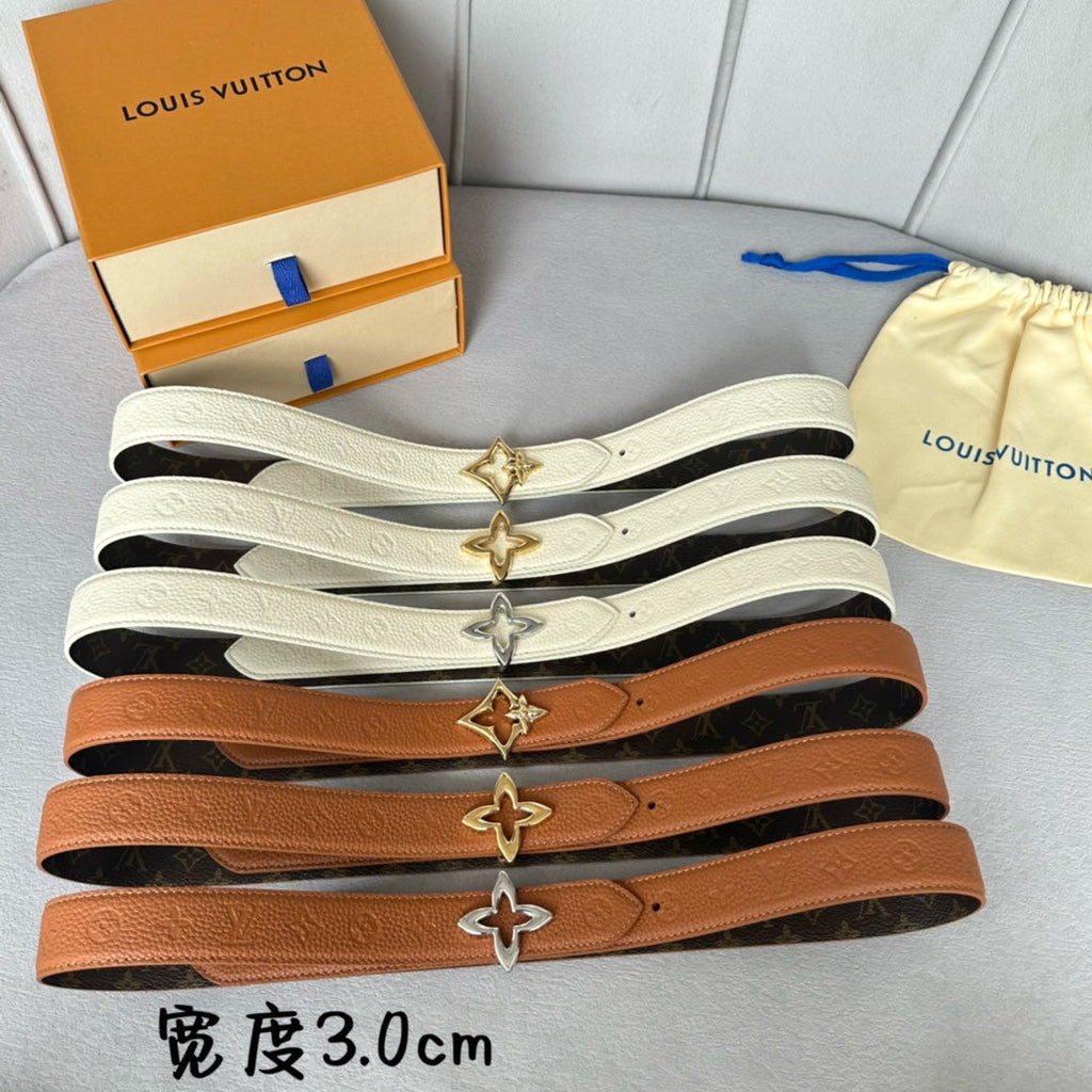 LOUIS VUITTON LV MINI FLOWERGRAM 30MM REVERSIBLE BELT IN WHITE EMBOSSED CALFSKIN SILVER HARDWARE