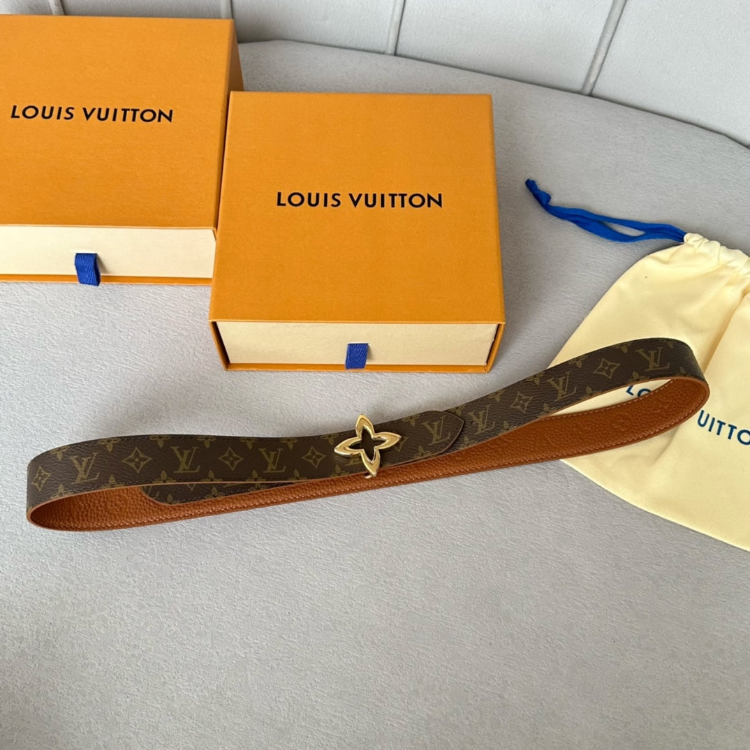 LOUIS VUITTON LV MINI FLOWERGRAM 30MM REVERSIBLE BELT IN BRONZE BROWN EMBOSSED CALFSKIN GOLD HARDWARE