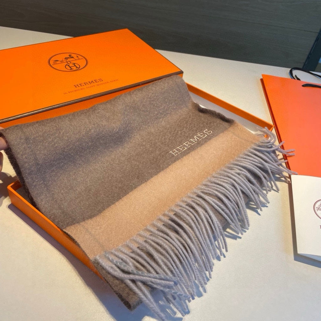 HERMES SCARF 180 CM IN MEDIUM BROWN CASERE 366046