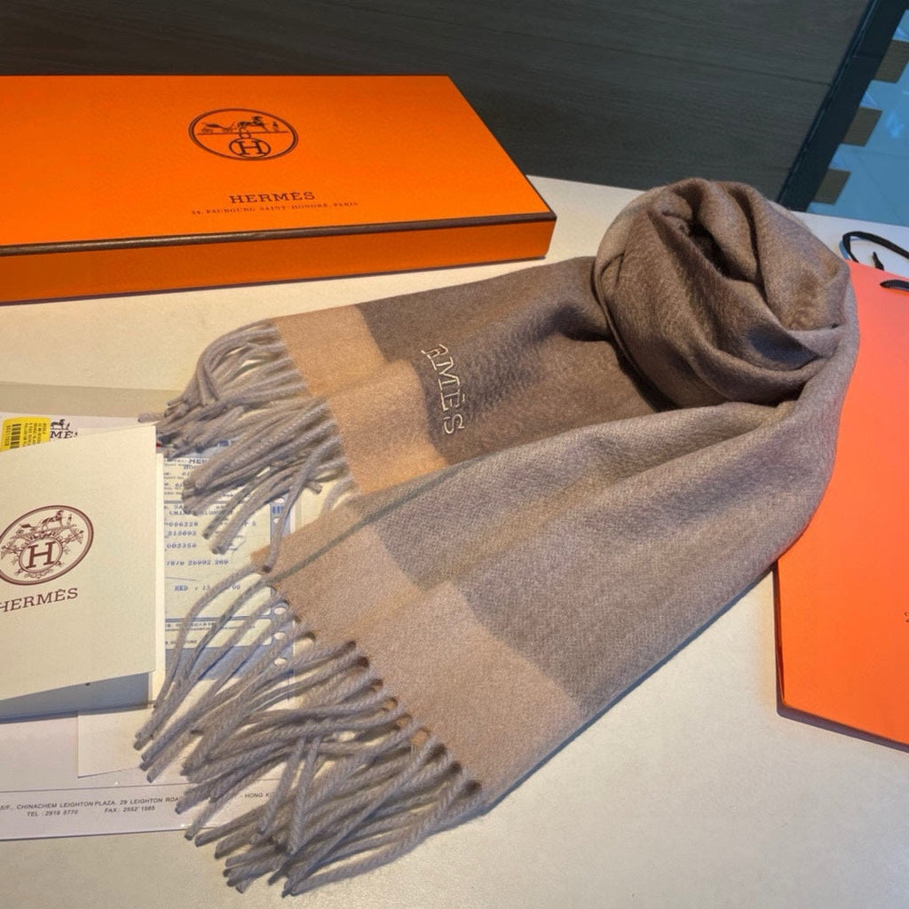 HERMES SCARF 180 CM IN MEDIUM BROWN CASERE 366046