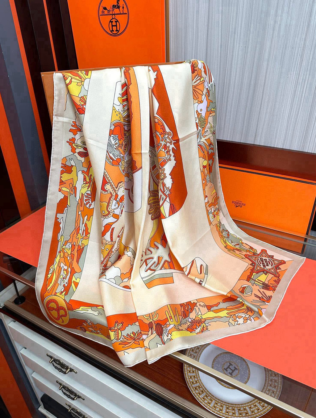 HERMES HERMES 25S SCARF 90 IN SILK 33836