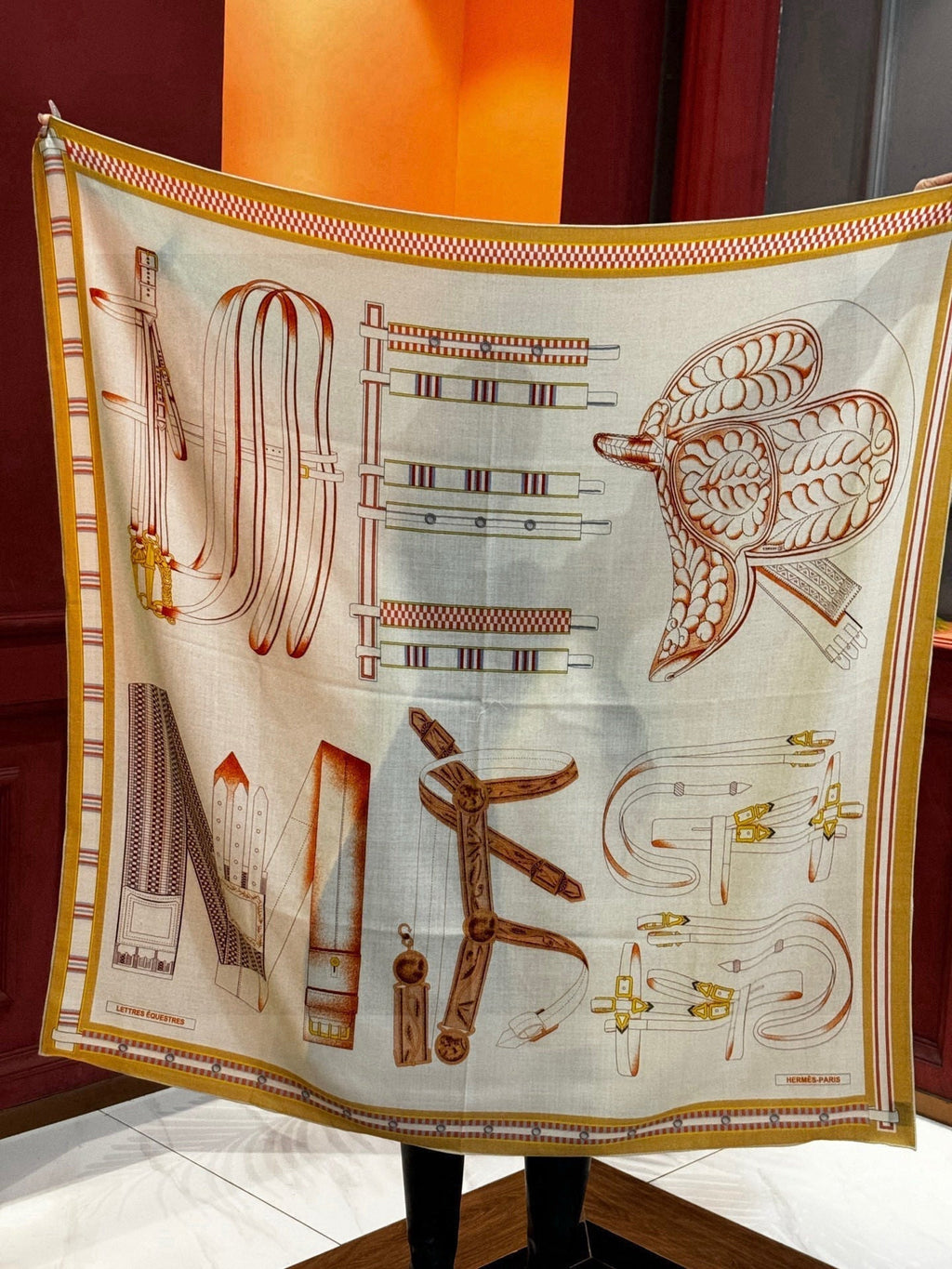 HERMES HERMES 25S SCARF 140 IN SILK AND CASERE 735808