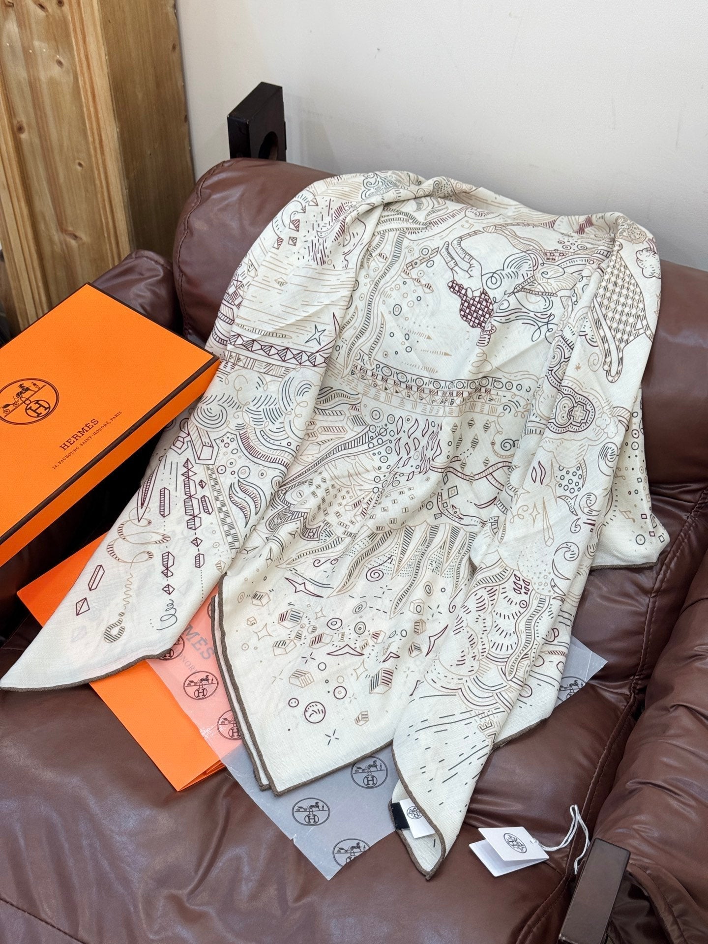 HERMES HERMES 25S SCARF 135 IN SILK 854788