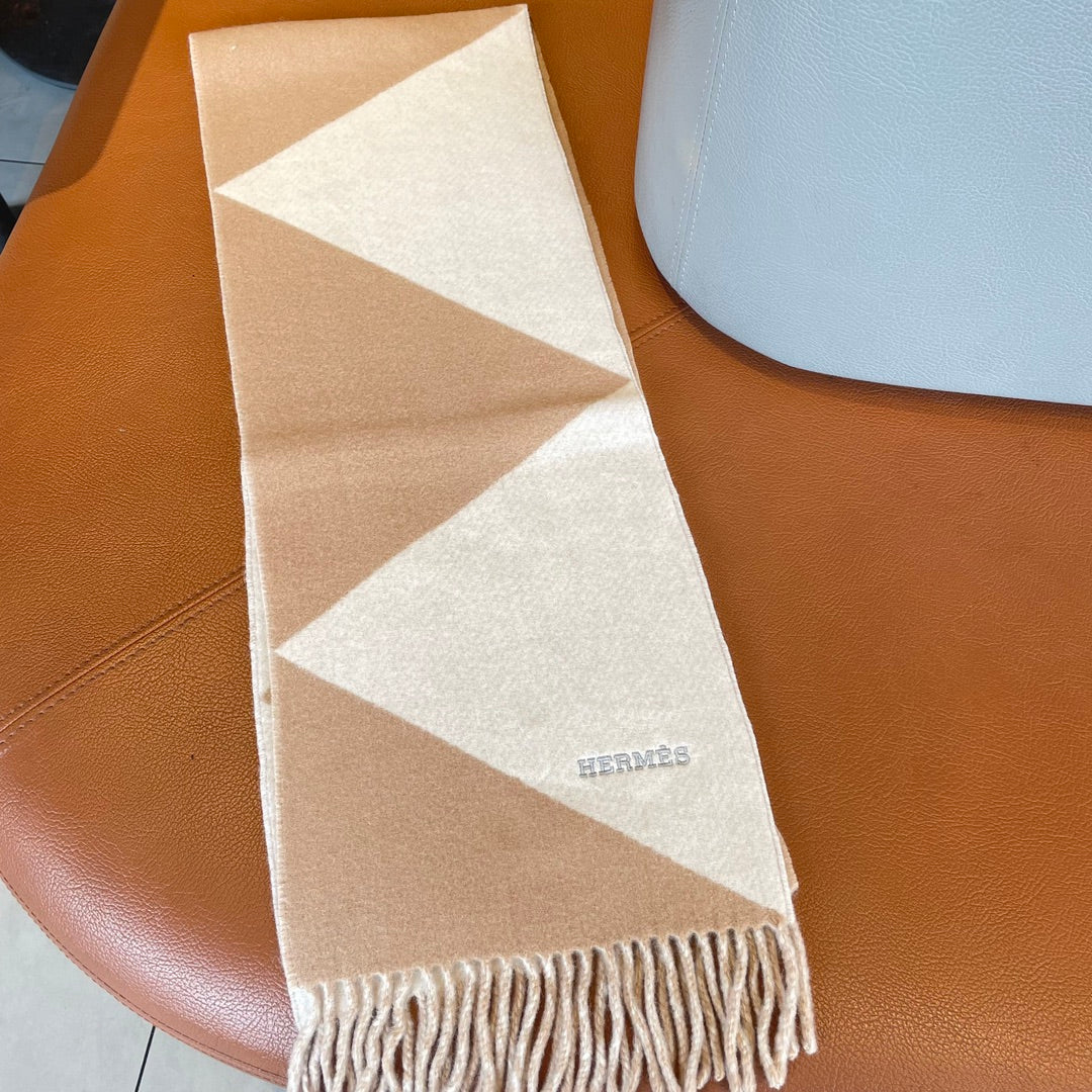 HERMES SCARF 150 CM IN LIGHT BROWN MIX WHITE CASERE