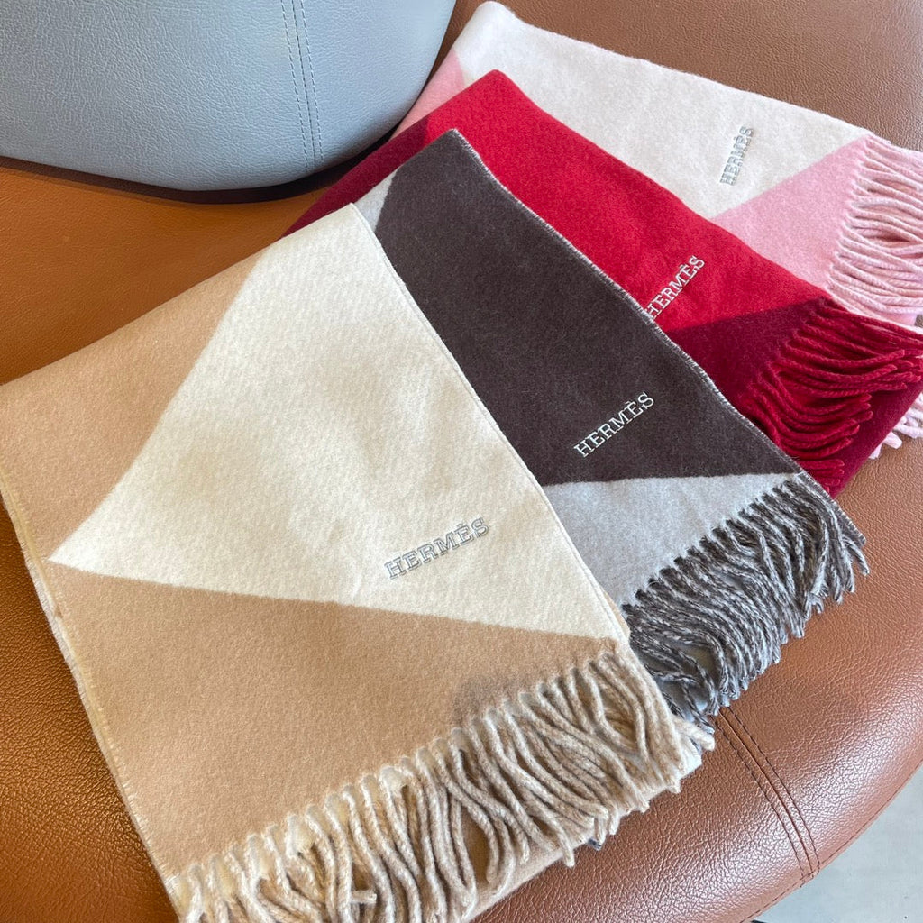 HERMES SCARF 150 CM IN LIGHT BROWN MIX WHITE CASERE