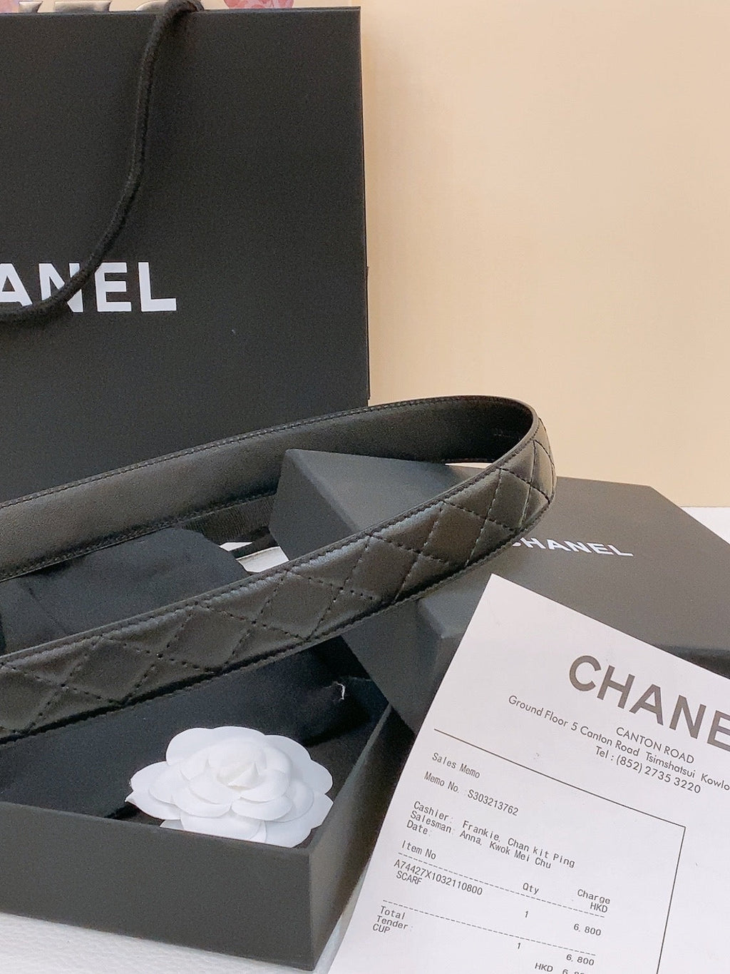 CHANEL DOUBLE C BELT 30MM IN BLACK QUILTED LAMBSKIN WITH SILVER RESIN BUCKLE EMBOSSED LOGO
